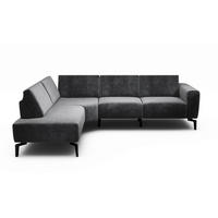 ECKSOFA Cosy Anthrazit Samt  - Anthrazit/Schwarz, Design, Textil/Metall (193/256cm) - SENSOO
