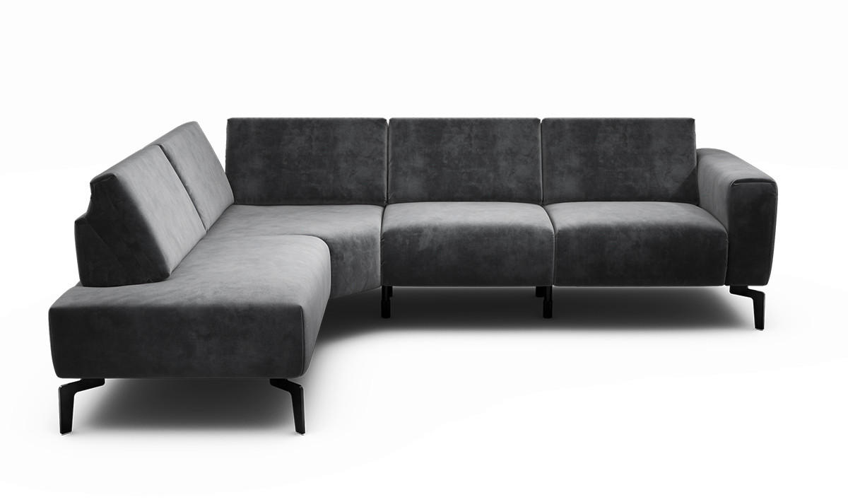 ECKSOFA Cosy Anthrazit Samt  - Anthrazit/Schwarz, Design, Textil/Metall (193/256cm) - SENSOO