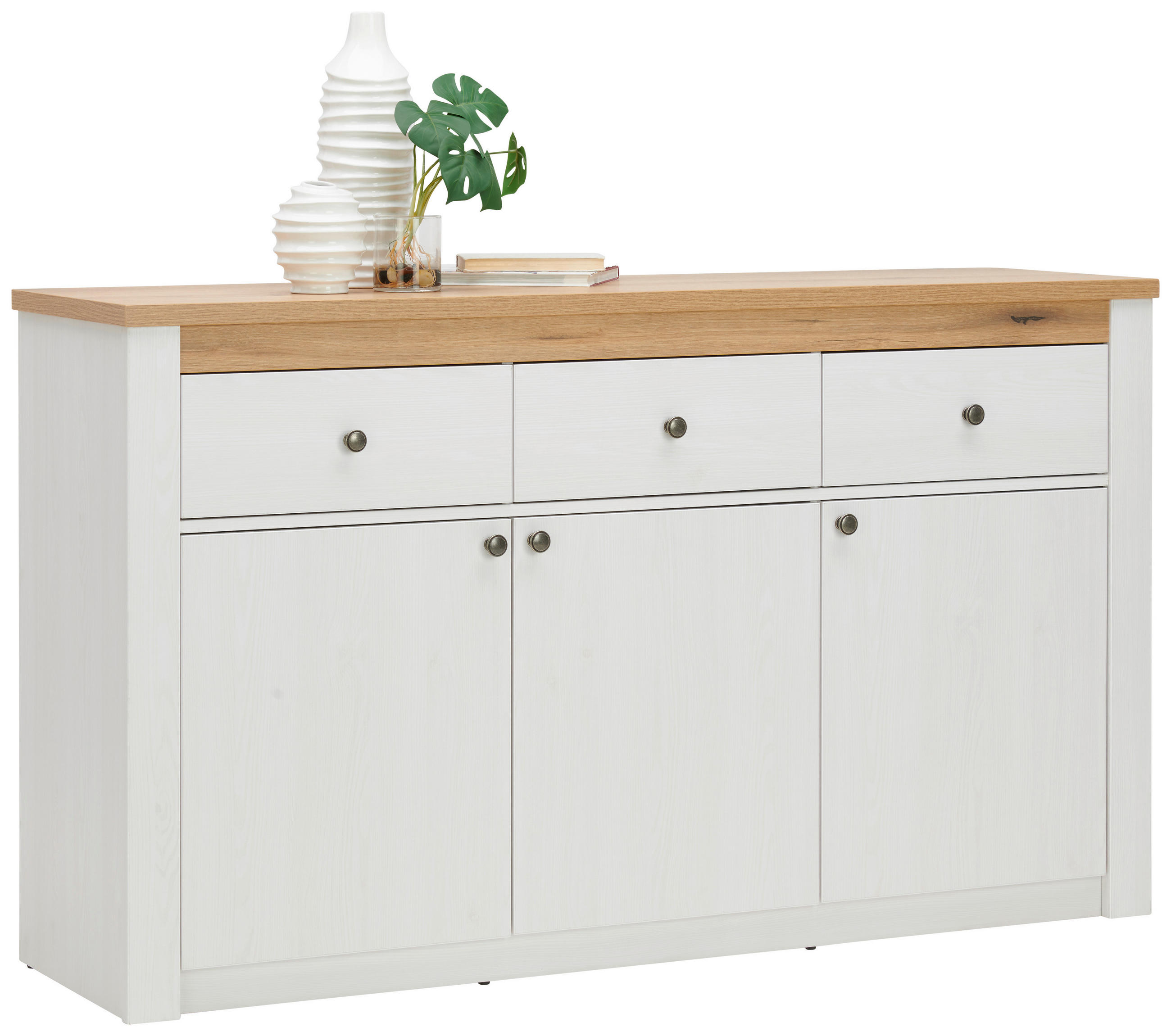 Kommode Rovigio Weiß, Eiche San Remo Dekor B:155cm