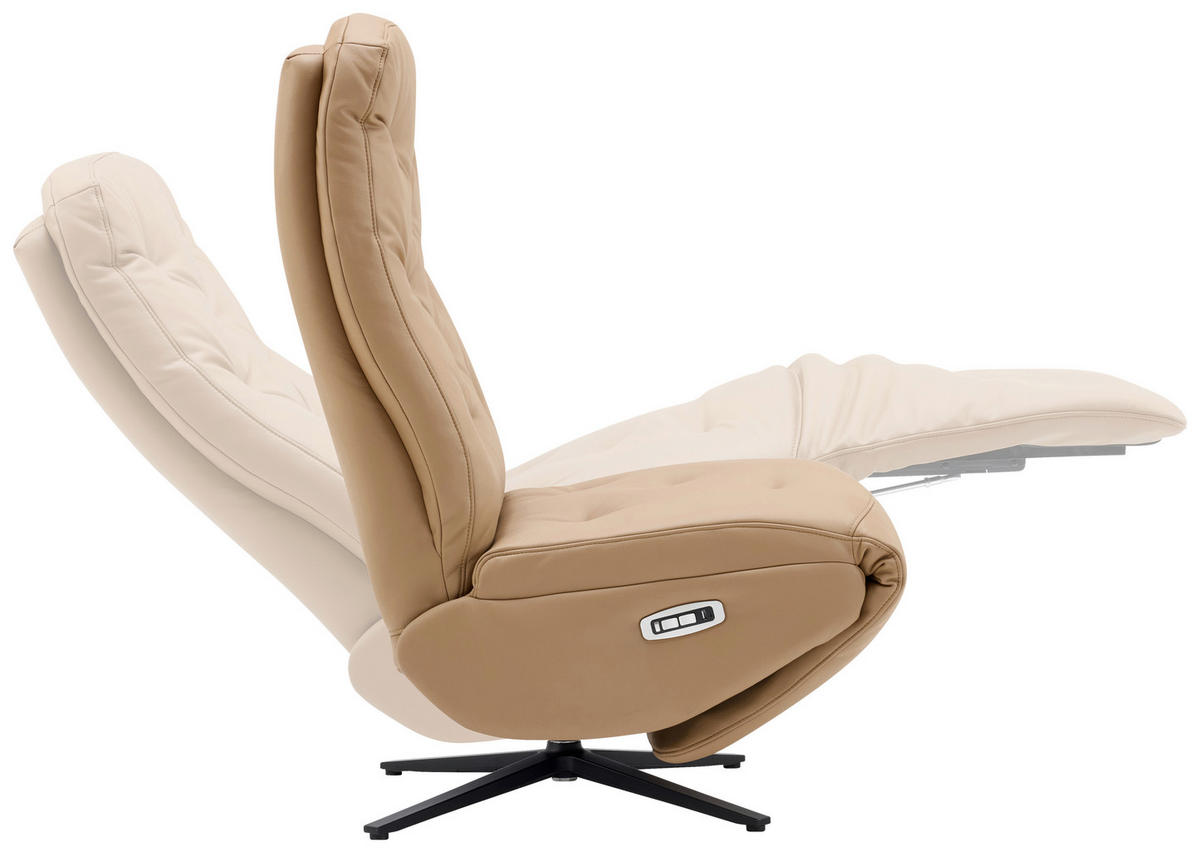 RELAXSESSEL Webstoff Relaxfunktion, Fußteilverstellung    - Beige/Schwarz, Design, Textil/Metall (68/113/84cm) - Livetastic