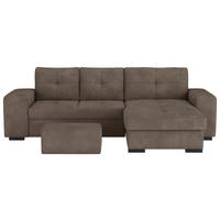 ECKSCHLAFSOFA in Mikrofaser Taupe  - Taupe/Schwarz, Modern, Kunststoff/Textil (268/156cm) - MID.YOU