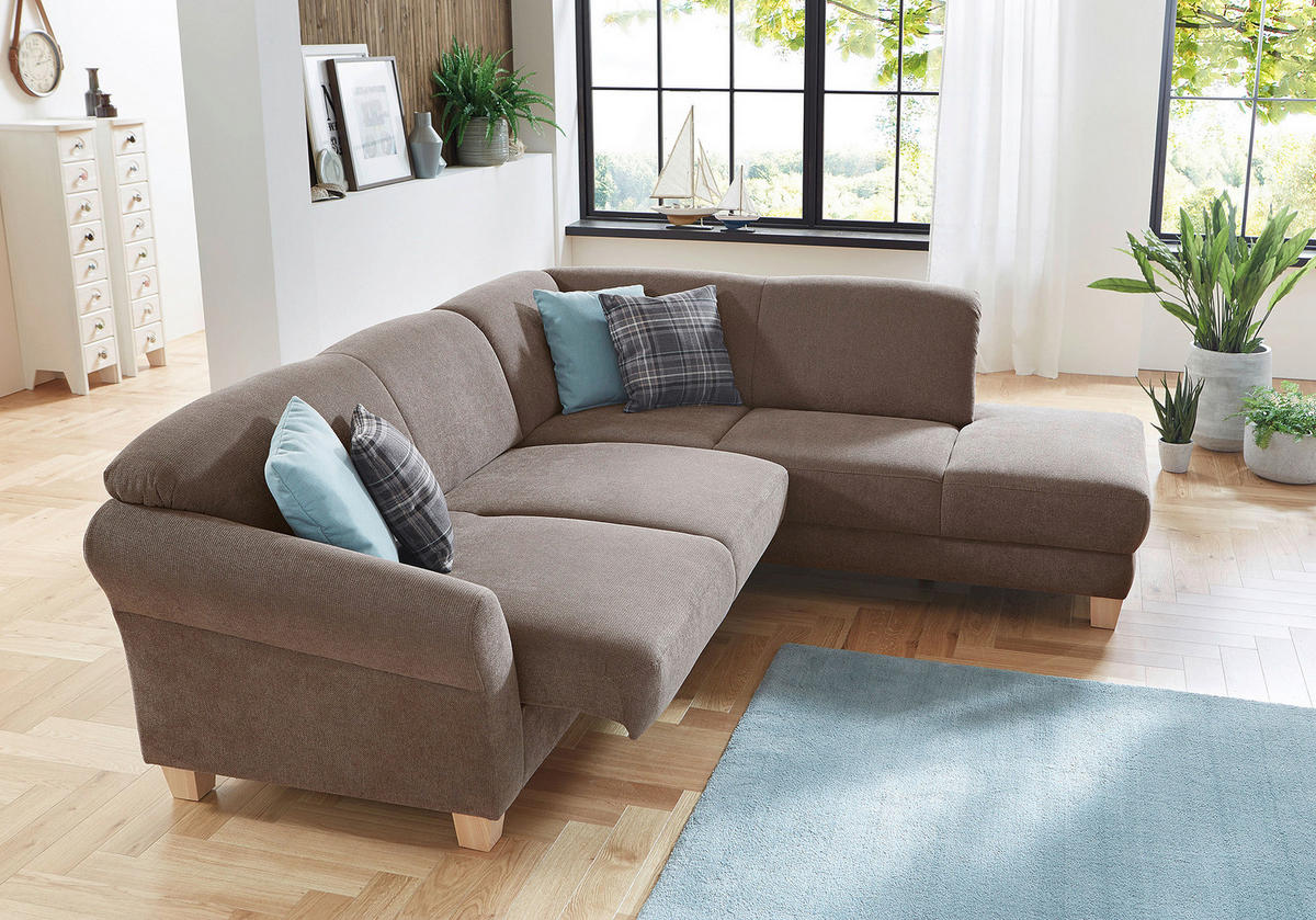 ECKSOFA in Flachgewebe Taupe  - Taupe/Naturfarben, Konventionell, Holz/Textil (257/212cm) - Sit & More