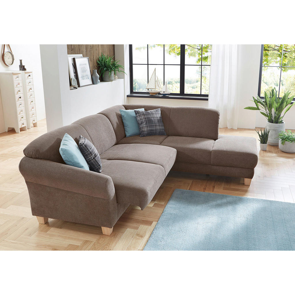 Thumbnail - Sit & More Ecksofa, Taupe, Textil, Buche, 6-Sitzer, Ottomane rechts, L-Form, 257x212 cm, Goldenes M, DGM-Klimapakt, Oeko...