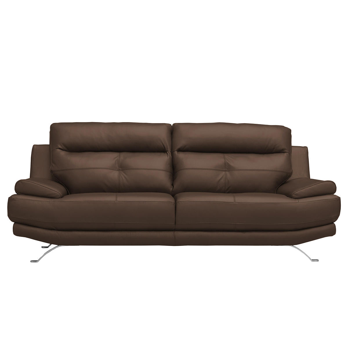 3-SITZER-SOFA Echtleder Braun  - Chromfarben/Braun, Design, Leder/Metall (225/92/99cm) - Livetastic