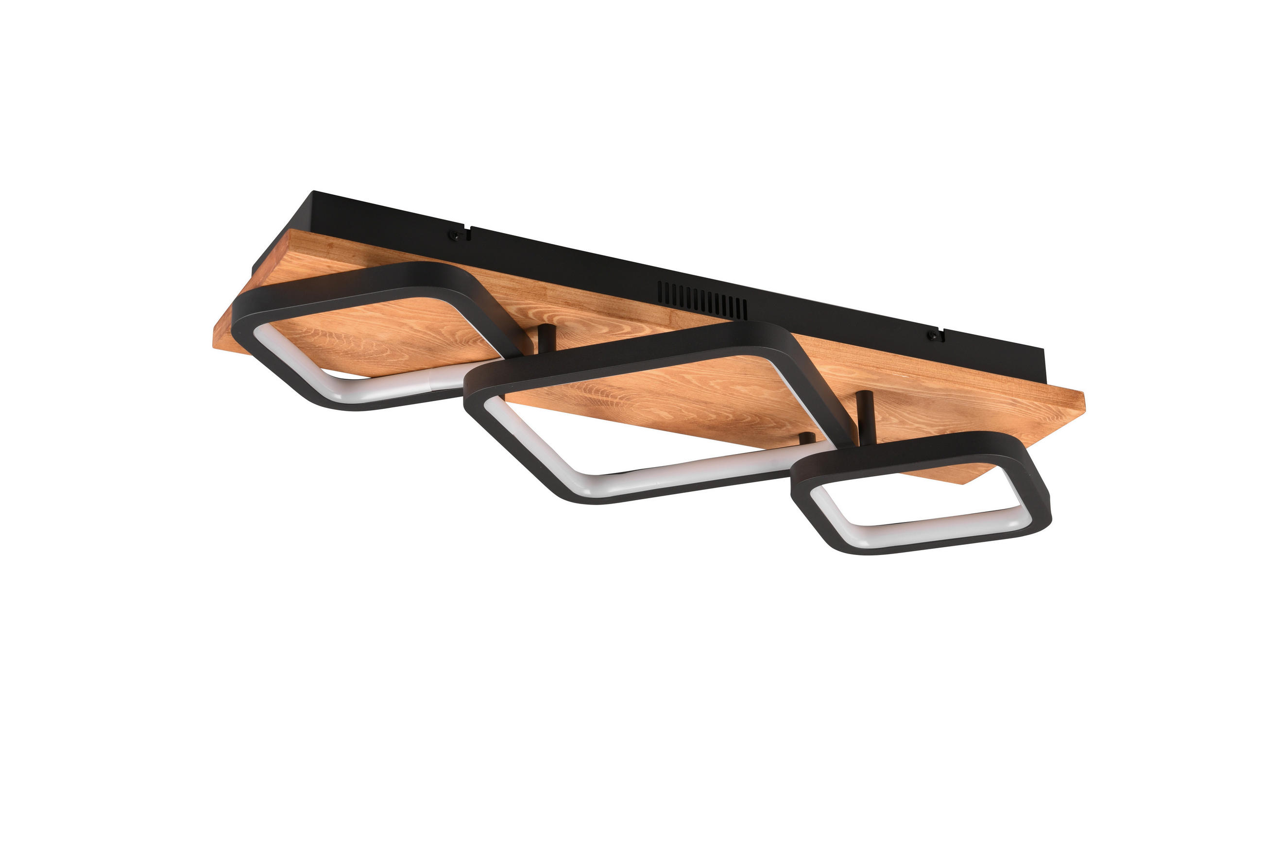 LED-DECKENLEUCHTE Rama 72/12,5/32,5 cm   - Schwarz/Braun, Design, Holz/Metall (72/12,5/32,5cm) - Trio Leuchten