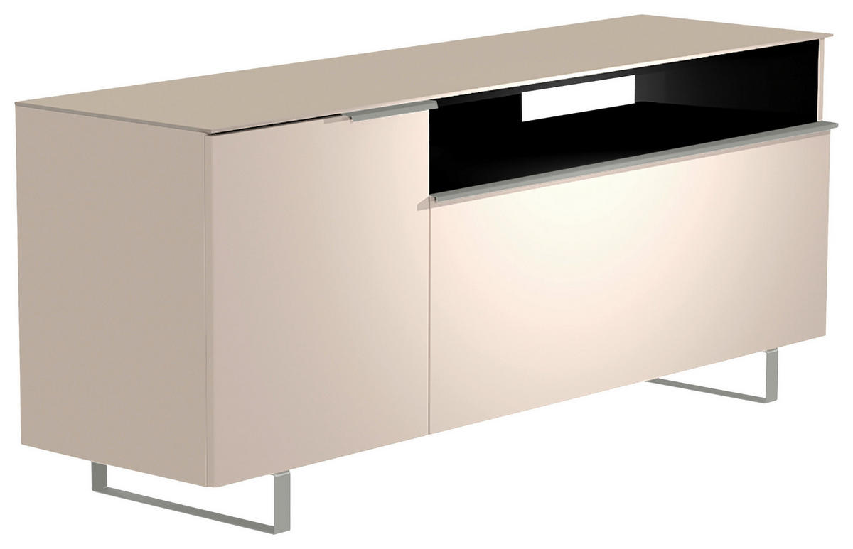 LOWBOARD  in 160/66/45 cm  - Sandfarben/Alufarben, Design, Glas/Holzwerkstoff (160/66/45cm) - Moderano