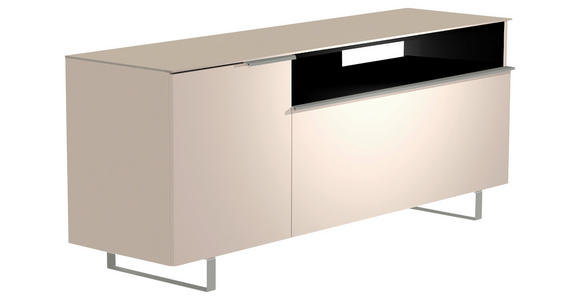 LOWBOARD  in 160/66/45 cm  - Sandfarben/Alufarben, Design, Glas/Holzwerkstoff (160/66/45cm) - Moderano