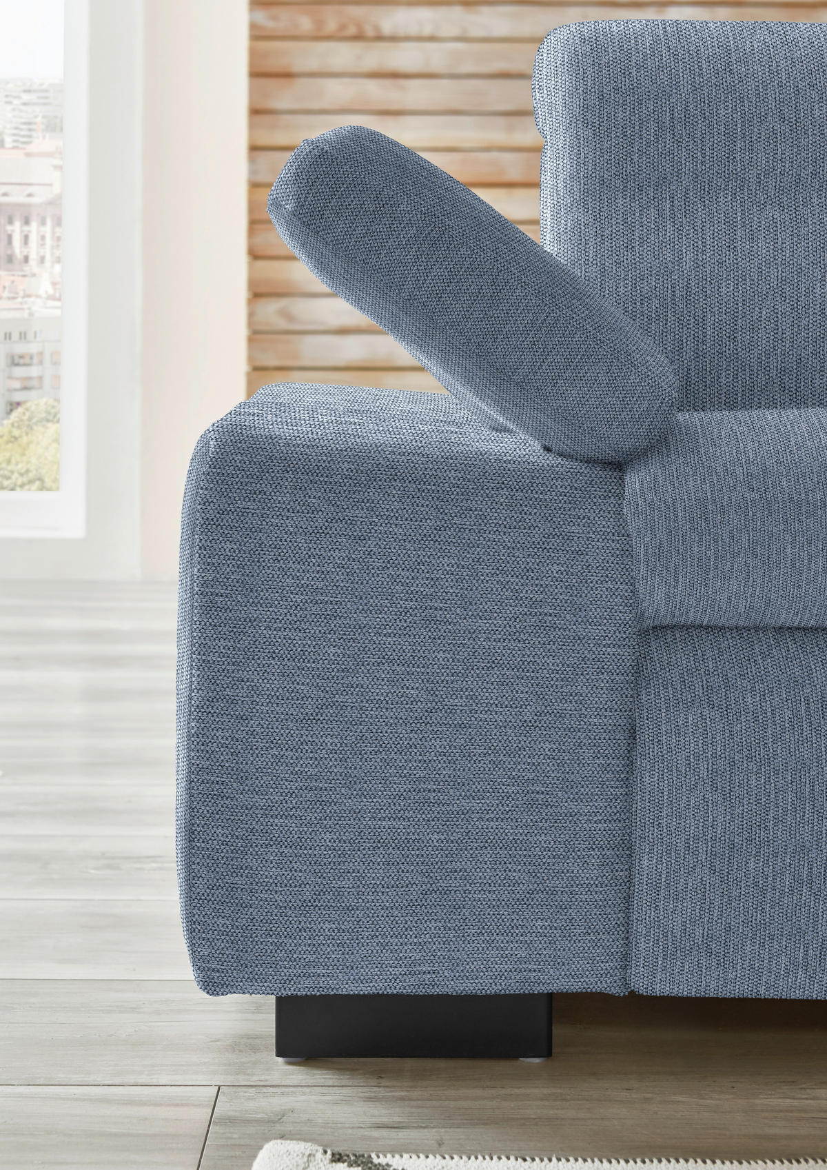 ECKSOFA in Flachgewebe Blau  - Blau/Schwarz, Design, Textil/Metall (297/174cm) - Beldomo Style