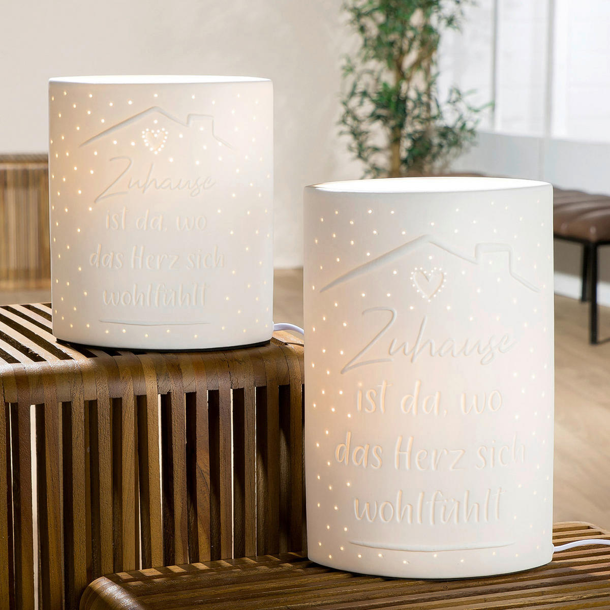 STIMMUNGSLEUCHTER   - Weiß, Basics, Keramik (18/28,5/10cm)