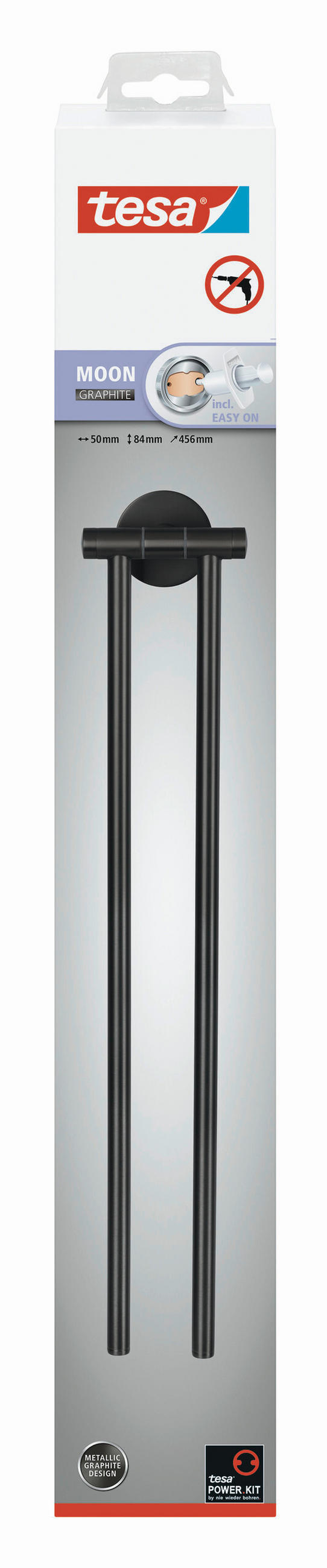 HANDTUCHHALTER Graphitfarben  - Graphitfarben, Basics, Metall (45,6/8/5cm) - Tesa