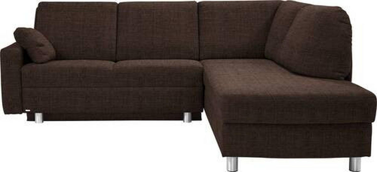 ECKSOFA in Chenille Dunkelbraun  227/208 cm  - Dunkelbraun/Alufarben, KONVENTIONELL, Textil/Metall (227/208cm) - Sedda