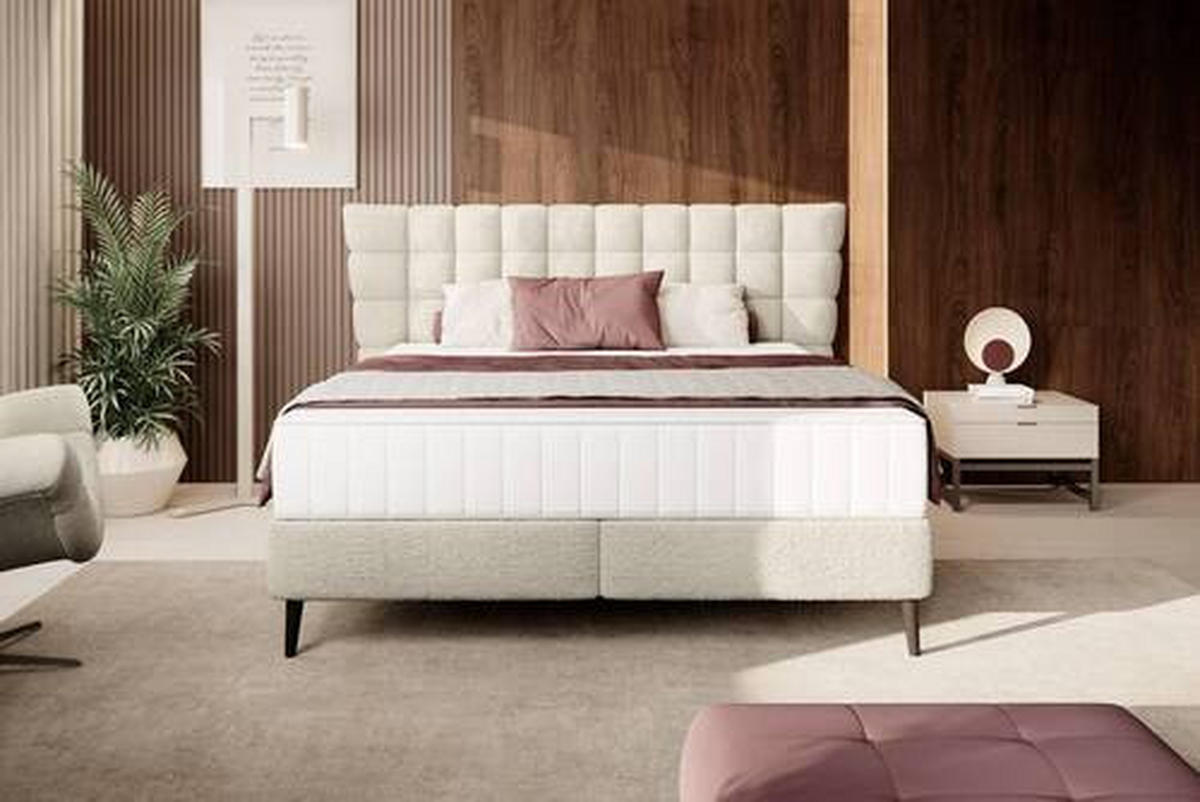 BOXSPRINGBETT 160/200 cm  in Beige  - Beige/Schwarz, Design, Holz/Holzwerkstoff (160/200cm) - Esposa