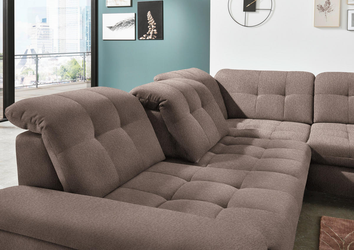 ECKSOFA in Chenille Braun  - Chromfarben/Braun, Design, Textil/Metall (310/260cm) - Beldomo Speed
