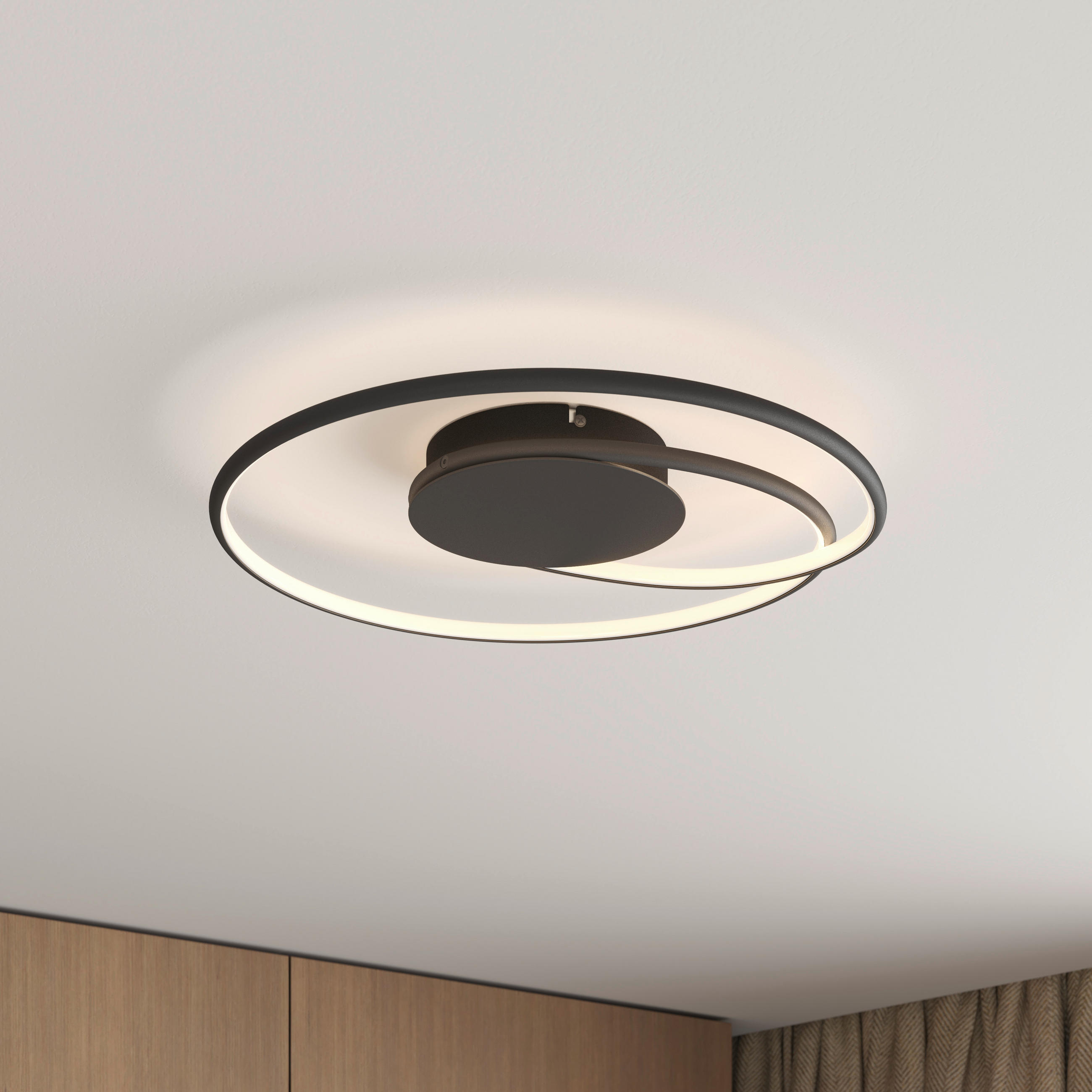 STROPNÍ LED SVÍTIDLO, 45/8 cm  - černá, Lifestyle, kov/plast (45/8cm) - Novel