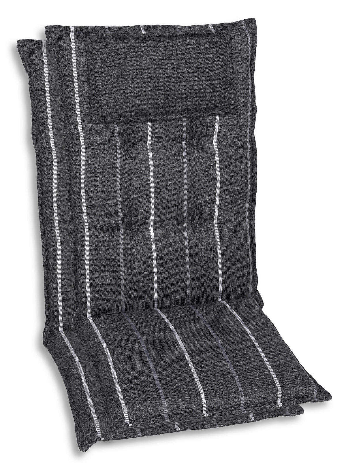 SESSELAUFLAGENSET in Anthrazit, Grau Streifen  - Anthrazit/Grau, Basics, Textil (50/7/120cm)