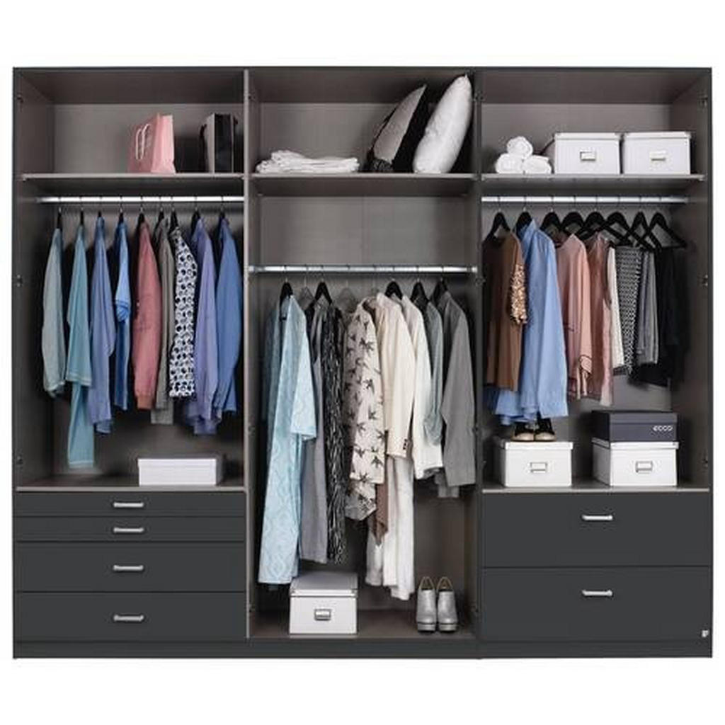 Thumbnail - Xora Drehtürenschrank, Grau, Kunststoff, 3 Fächer, 6 Schubladen, 271x210x54 cm, Blauer Engel, Goldenes M, Made in German...
