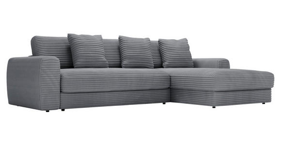 ECKSOFA Dunkelgrau Cord  - Dunkelgrau/Schwarz, MODERN, Kunststoff/Textil (302/182cm) - Carryhome