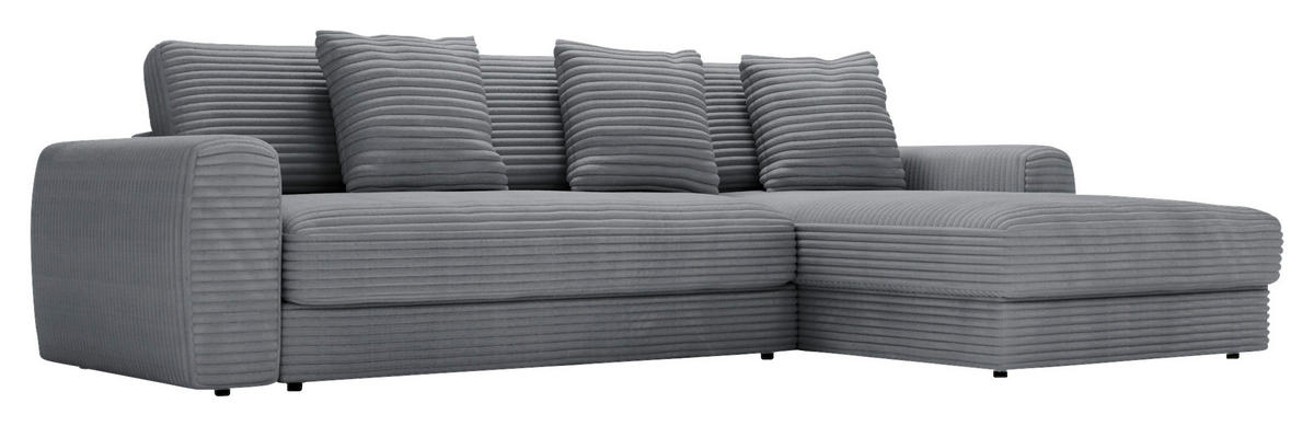 ECKSOFA Dunkelgrau Cord  - Dunkelgrau/Schwarz, MODERN, Kunststoff/Textil (302/182cm) - Carryhome