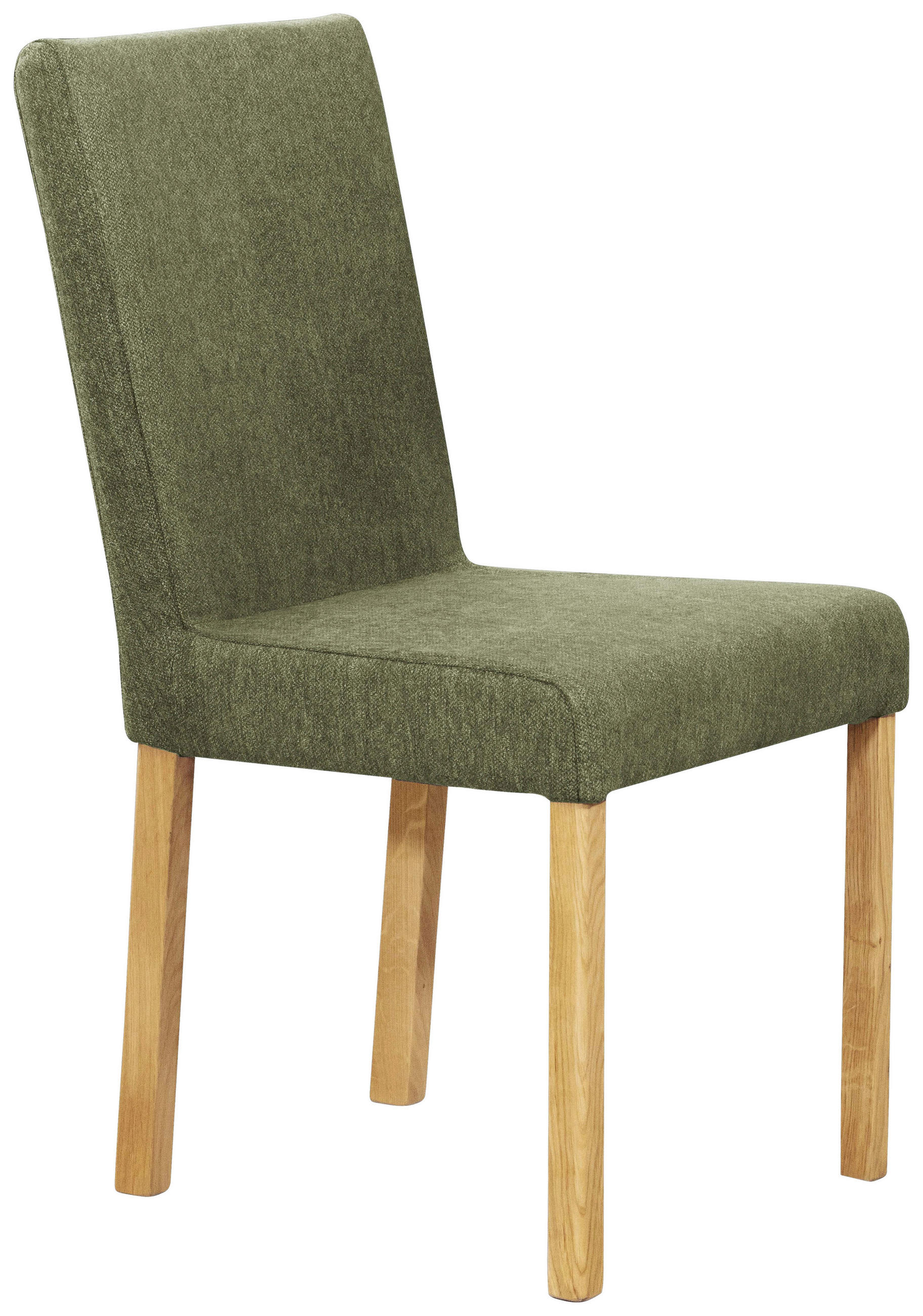 STUHL Webstoff Grün, Eichefarben Eiche vollmassiv  - Eichefarben/Grün, KONVENTIONELL, Holz/Textil (47/94/59cm) - Linea Natura