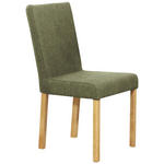 STUHL Webstoff Grün, Eichefarben Eiche vollmassiv  - Eichefarben/Grün, KONVENTIONELL, Holz/Textil (47/94/59cm) - Linea Natura