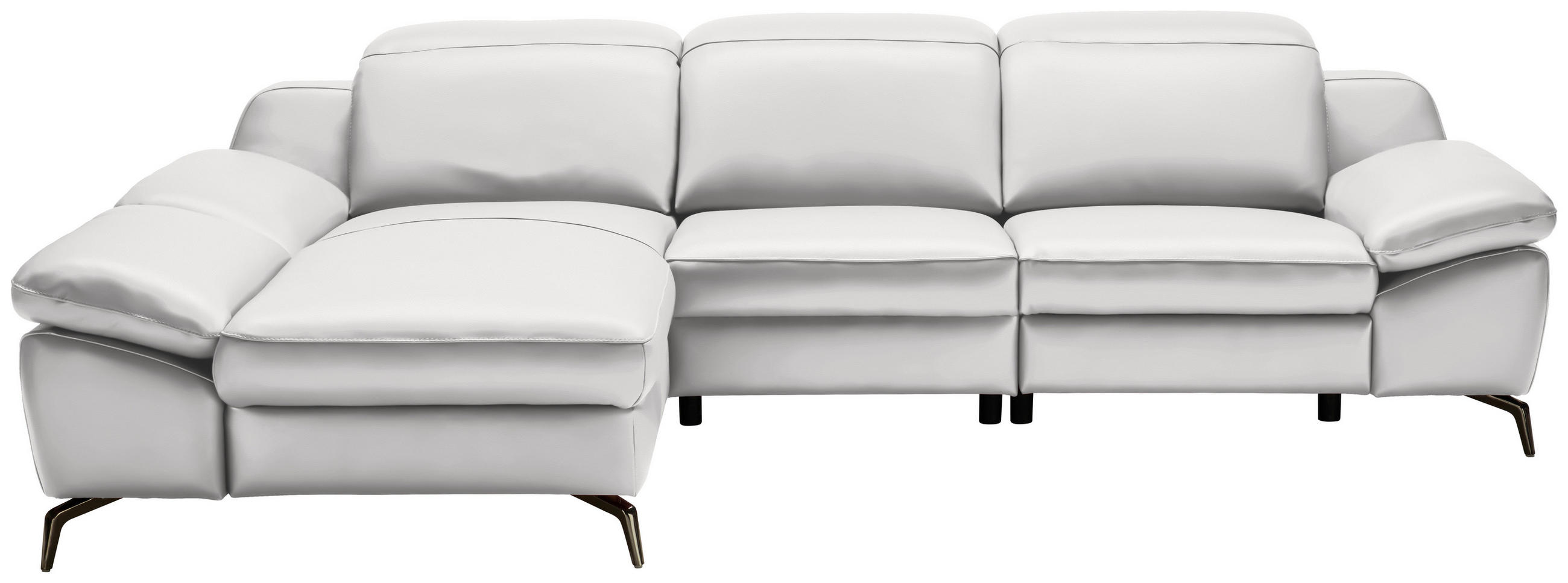 ECKSOFA in Echtleder Weiß  183/286 cm  - Schwarz/Weiß, Design, Leder/Metall (183/286cm) - Celina Home