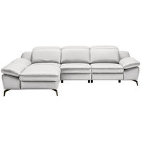 ECKSOFA in Echtleder Weiß  183/286 cm  - Schwarz/Weiß, Design, Leder/Metall (183/286cm) - Celina Home