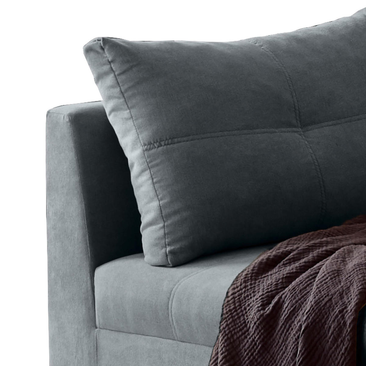 ECKSOFA inkl. Hocker Anthrazit Mikrovelours  - Anthrazit/Schwarz, Basics, Kunststoff/Textil (176/248cm) - MID.YOU
