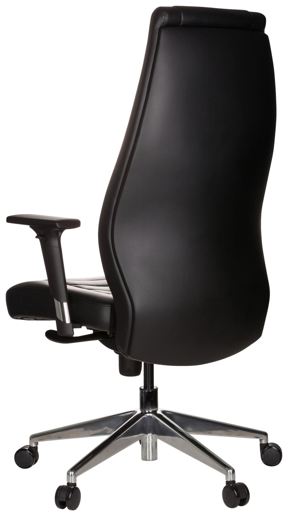 CHEFSESSEL Lederlook Schwarz  - Silberfarben/Schwarz, Basics, Kunststoff/Textil (65/133/65cm) - MID.YOU