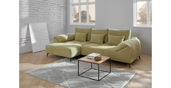 ECKSOFA Hellgrün Cord - Schwarz/Hellgrün, KONVENTIONELL, Textil/Metall (176/311cm) - Carryhome