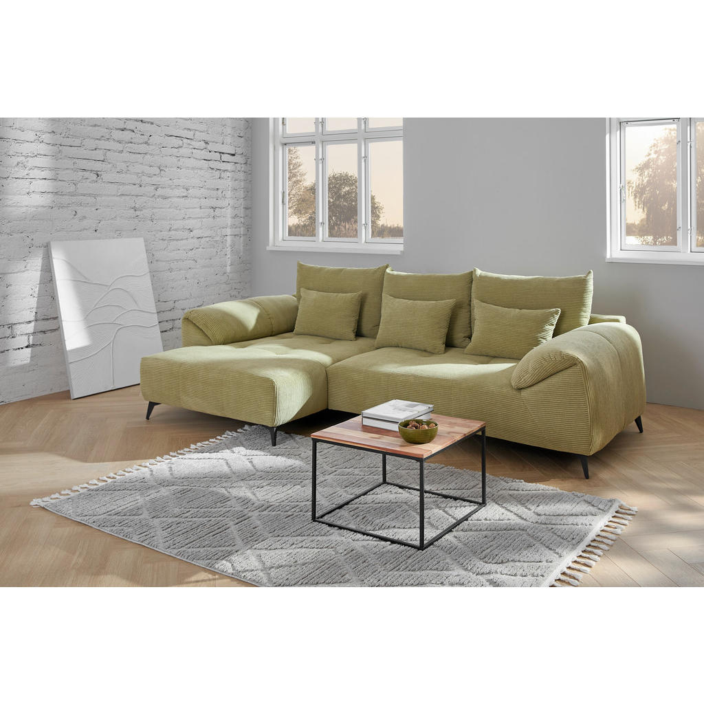 Thumbnail - Carryhome Ecksofa, Hellgrün, Textil, 3-Sitzer, Füllung: Schaumstoff, Ottomane links, L-Form, 311x176 cm, Stoffauswahl, s...