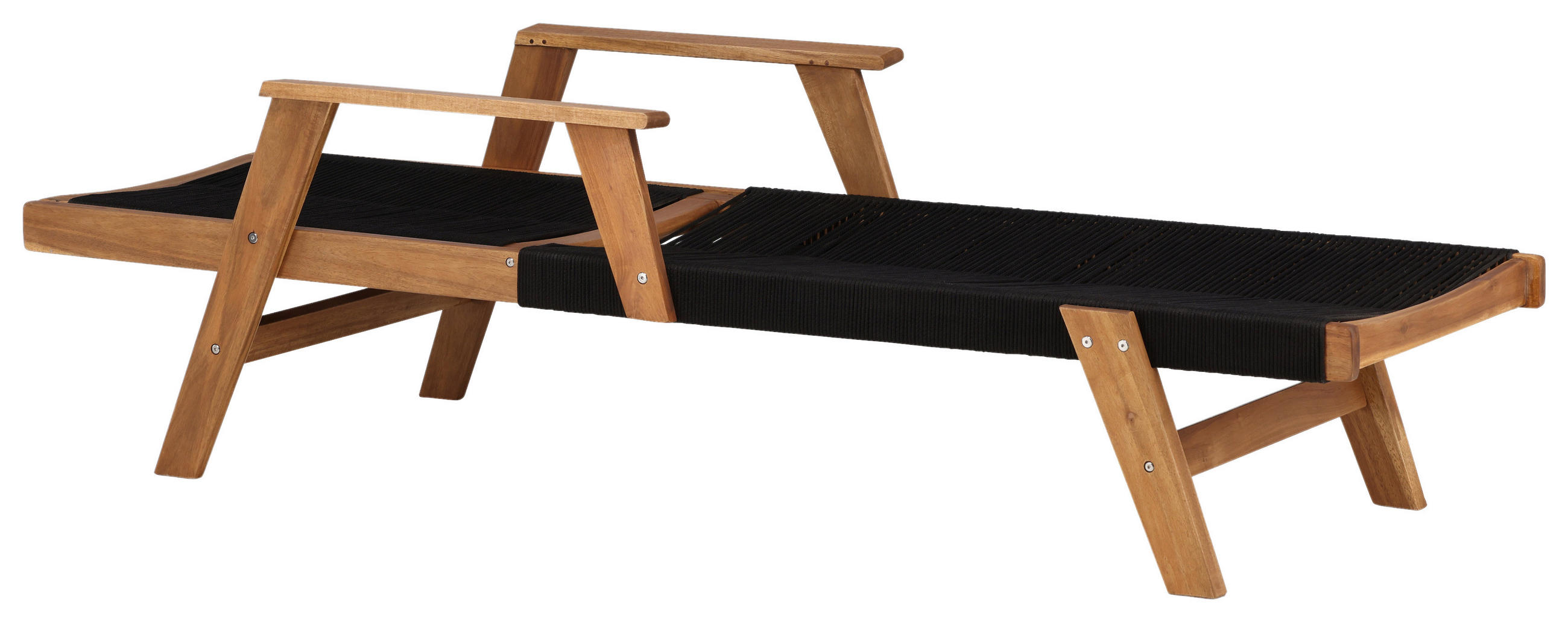 Gardenson Sonnenliege Akazie, Schwarz 73x35x200 cm