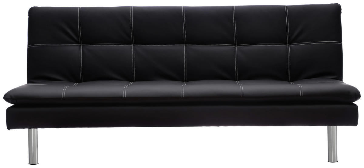SCHLAFSOFA Lederlook Schwarz  - Silberfarben/Schwarz, Design, Textil/Metall (180/78/93cm) - P & B