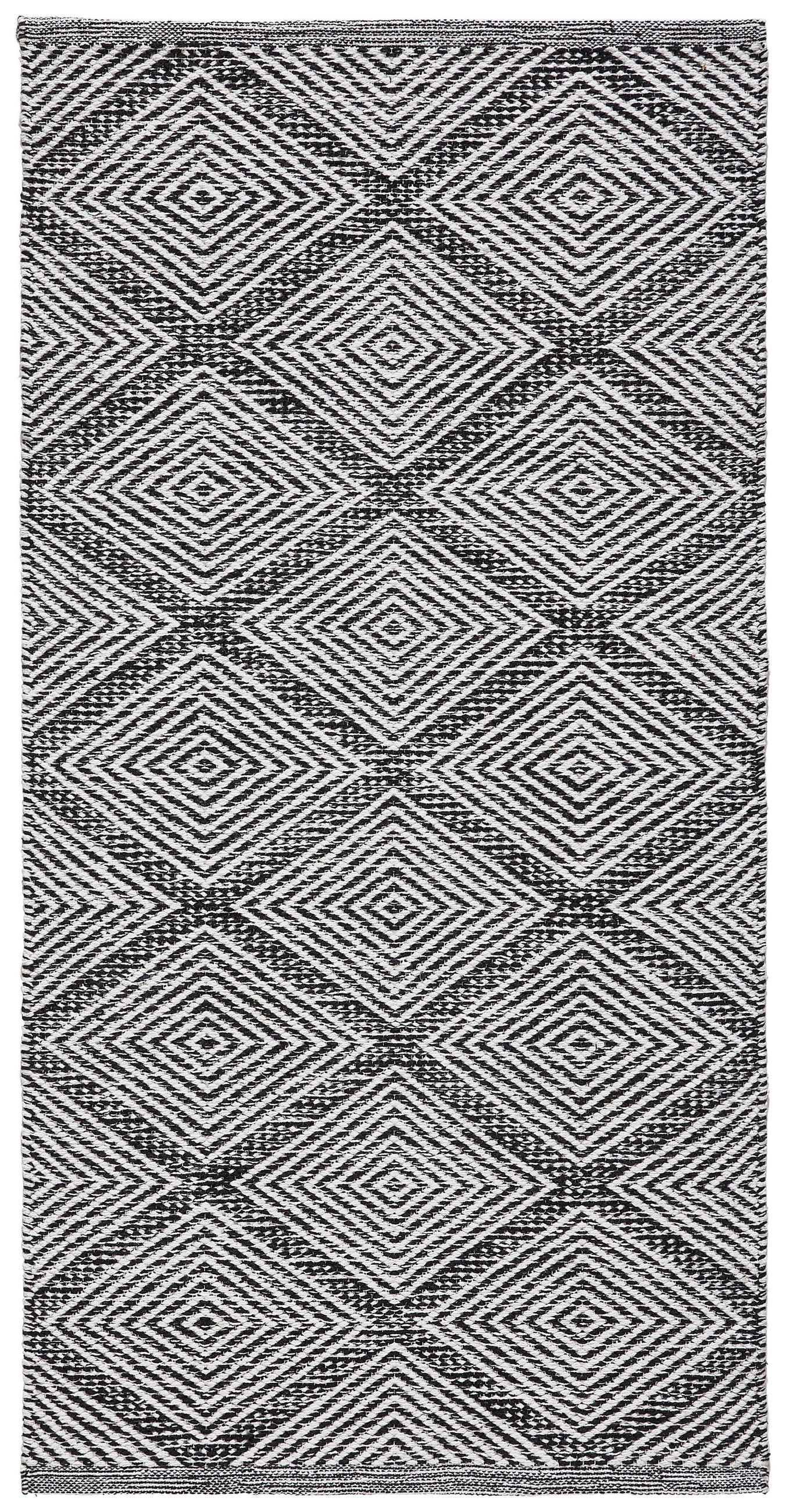 Covor Țesut Din Cârpe Diamant Black  - negru, Design, textil (60/120cm) - Boxxx
