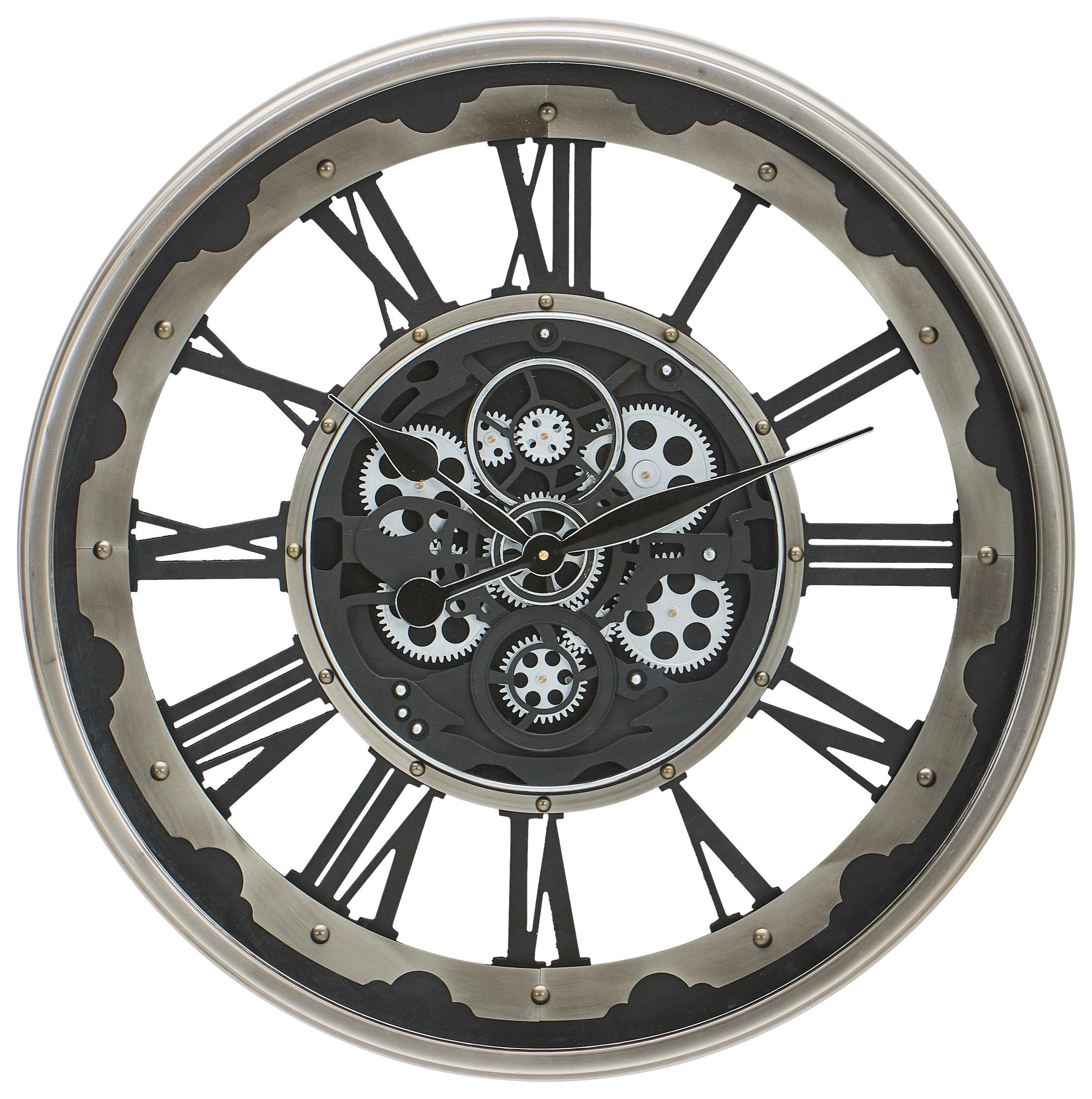 WANDUHR Grau, Schwarz 66/9/66 cm  - Schwarz/Grau, Trend, Glas/Kunststoff (66/9/66cm) - Landscape