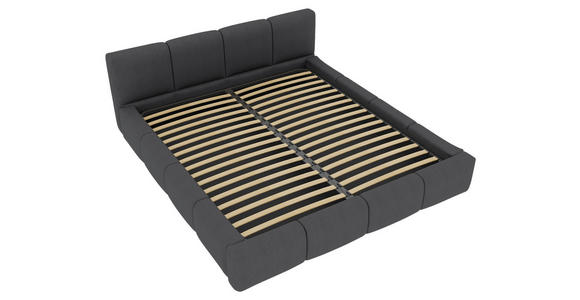 POLSTERBETT 140/200 cm,  in Anthrazit, Lattenrost, Bettkasten,  - Anthrazit/Schwarz, Design, Holz/Textil (140/200cm) - Xora