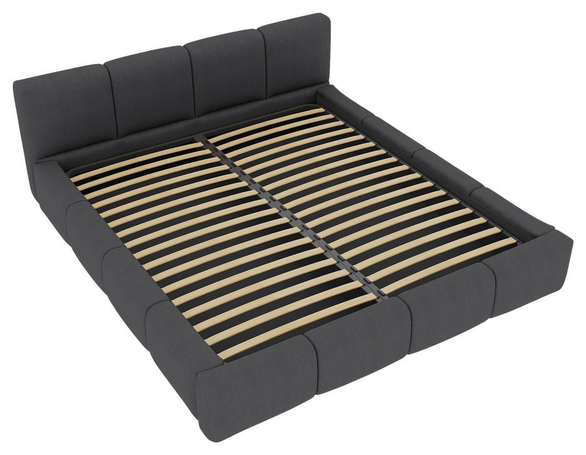 POLSTERBETT 180/200 cm,  in Anthrazit, Lattenrost, Bettkasten,  - Anthrazit/Schwarz, Design, Holz/Textil (180/200cm) - Xora