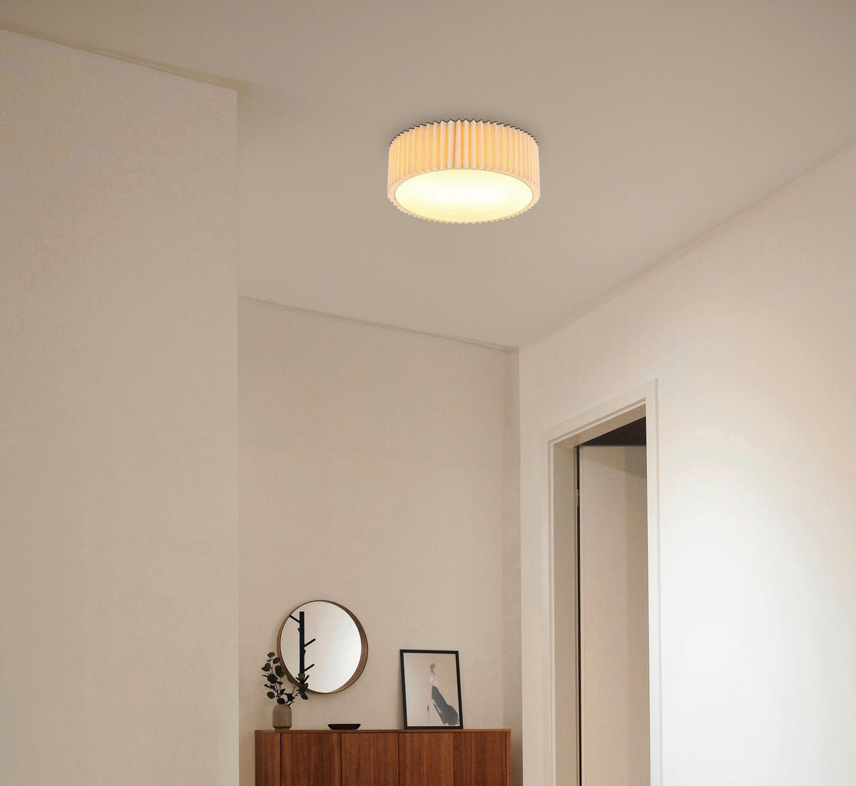 DECKENLEUCHTE  33/13 cm    - Weiss/Naturfarben, Basics, Kunststoff/Textil (33/13cm) - Globo