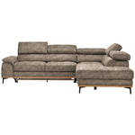 ECKSOFA in Lederlook Hellbraun  282/226 cm  - Hellbraun/Schwarz, Natur, Holz/Textil (282/226cm) - Novel