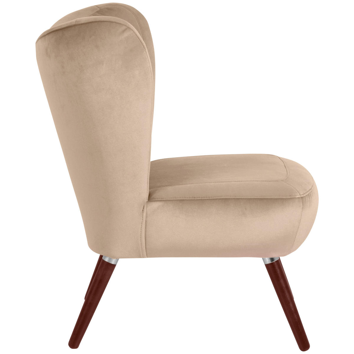 SESSEL in Samt, Velours Sandfarben  - Sandfarben/Nussbaumfarben, Design, Holz/Holzwerkstoff (70/86/69cm) - Max Winzer