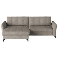 ECKSOFA in Flachgewebe, Leinenoptik Hellbraun  170/242 cm  - Hellbraun/Schwarz, Design, Textil/Metall (170/242cm) - Xora