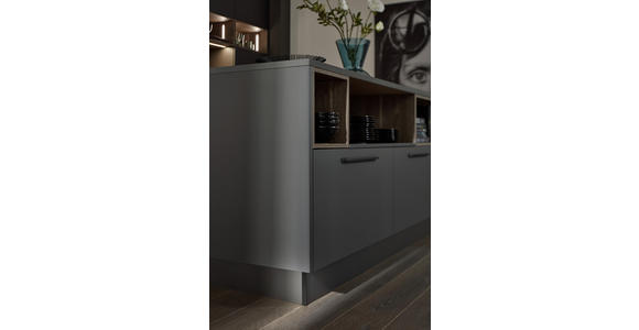 EINBAUKÜCHE - Graphitfarben/Grau, Design, Holzwerkstoff - Dieter Knoll