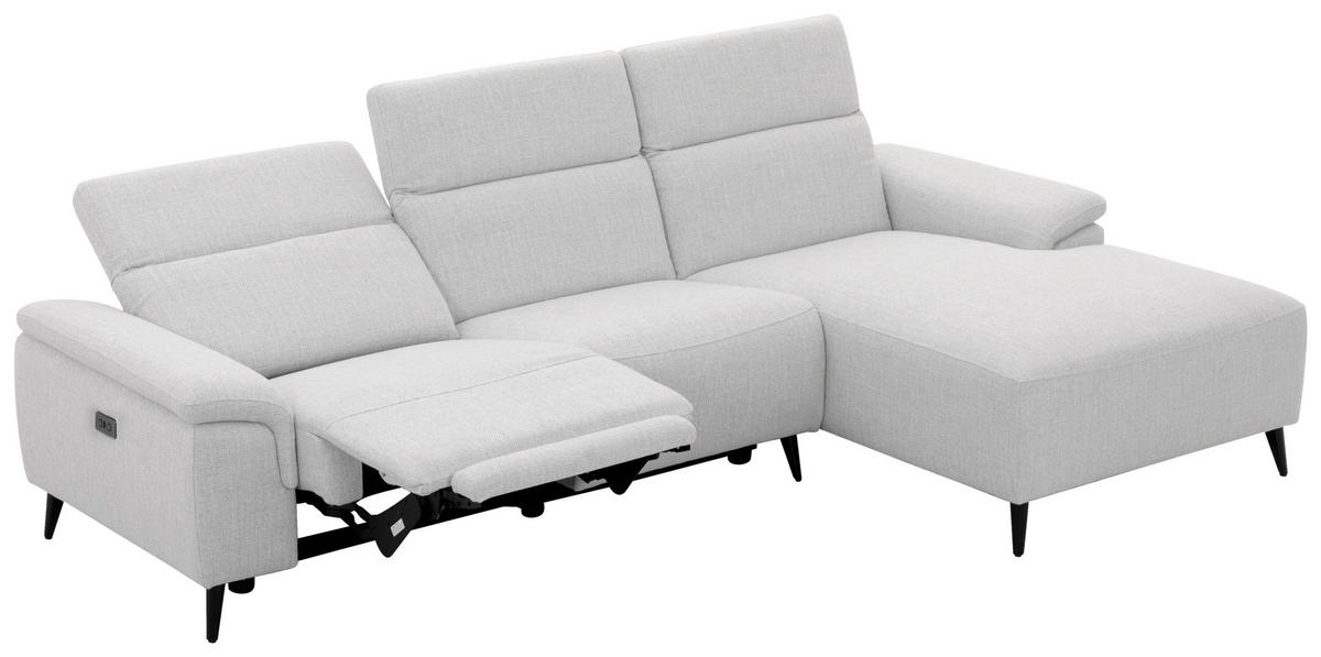 ECKSOFA inkl. Funktionen Hellgrau Leinenoptik  - Schwarzchrom/Hellgrau, Design, Holz/Kunststoff (270/75/171cm) - Xora