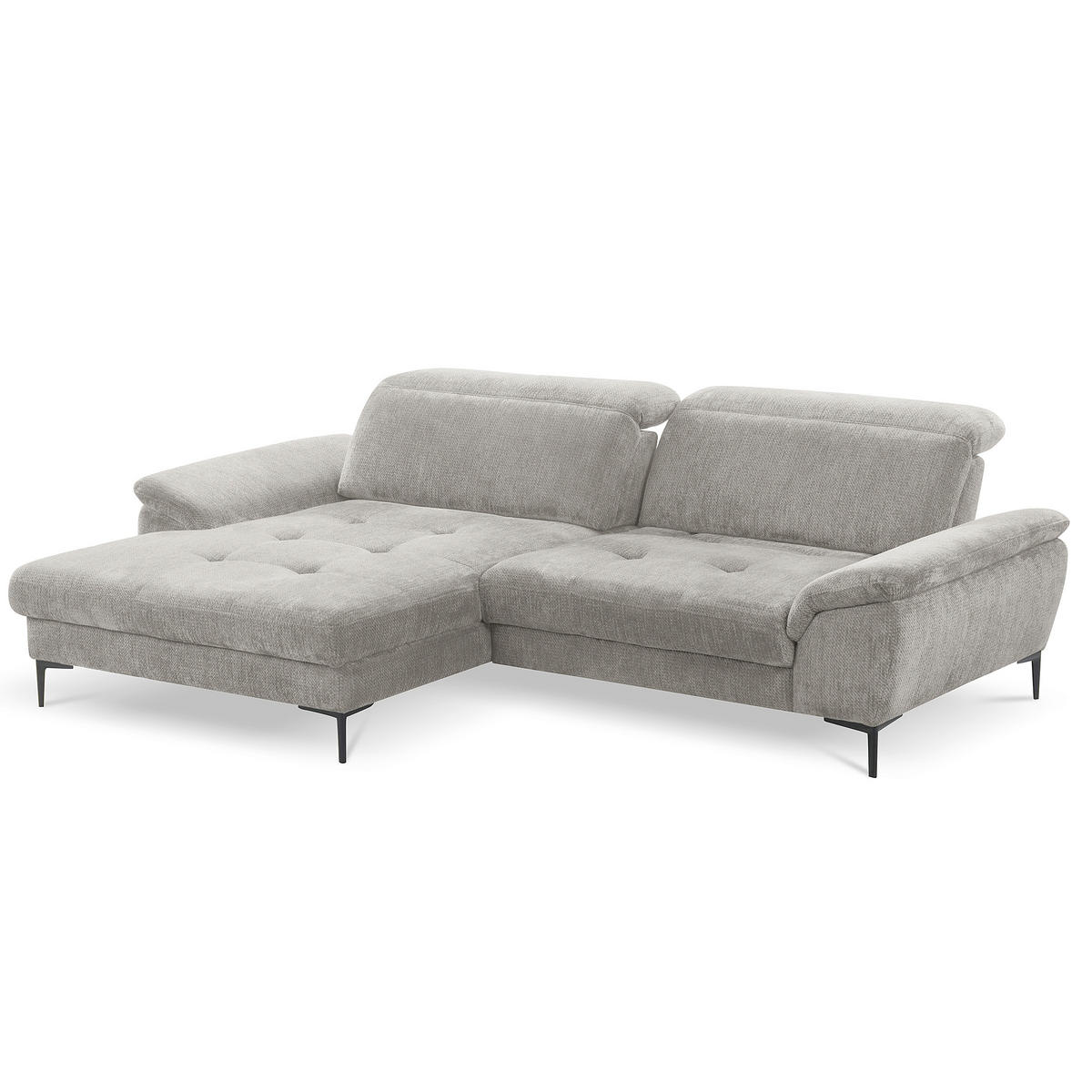 ECKSOFA  Webstoff Grau  - Schwarz/Grau, Design, Textil/Metall (195/268cm) - Livetastic