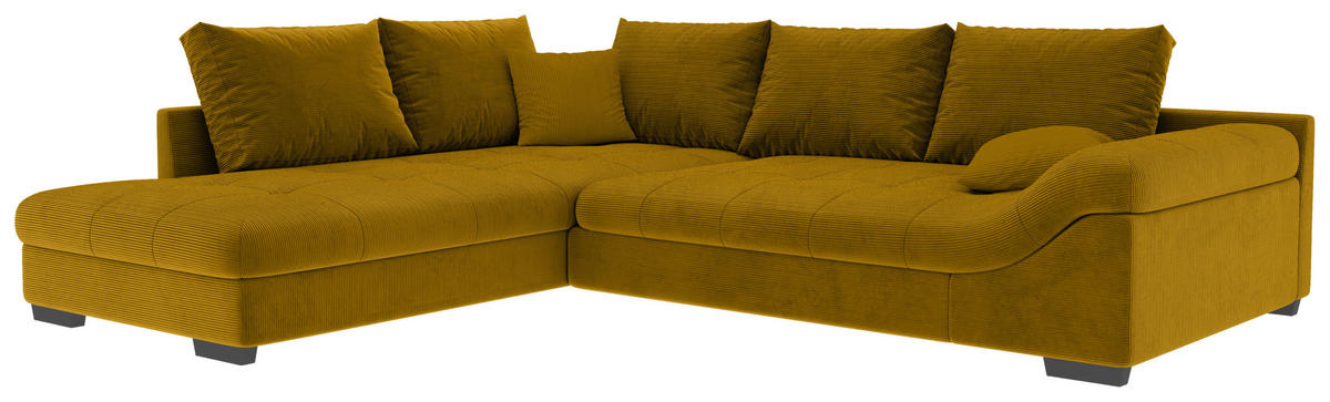 ECKSOFA in Cord Currygelb  - Currygelb/Schwarz, Konventionell, Holz/Textil (202/298cm) - MID.YOU