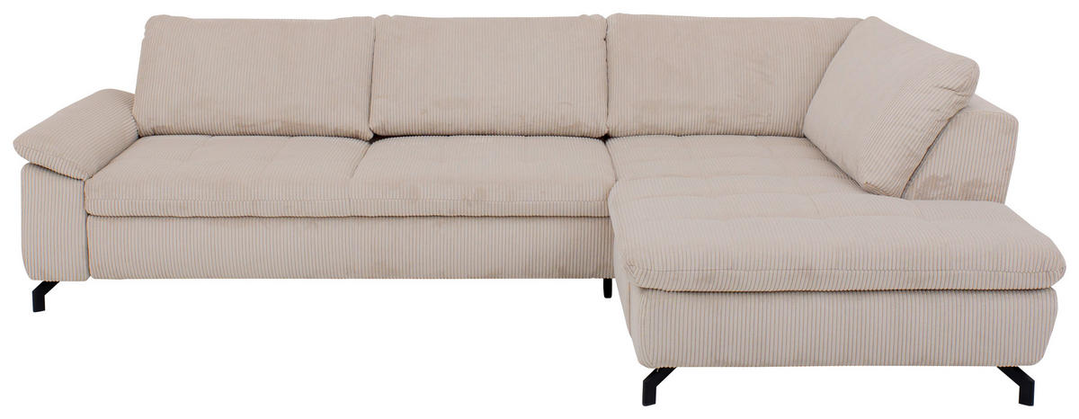 HÖRNSOFFA i manchester, velour ecru  - svart/ecru, Design, metall/textil (291/197cm) - Beldomo Style