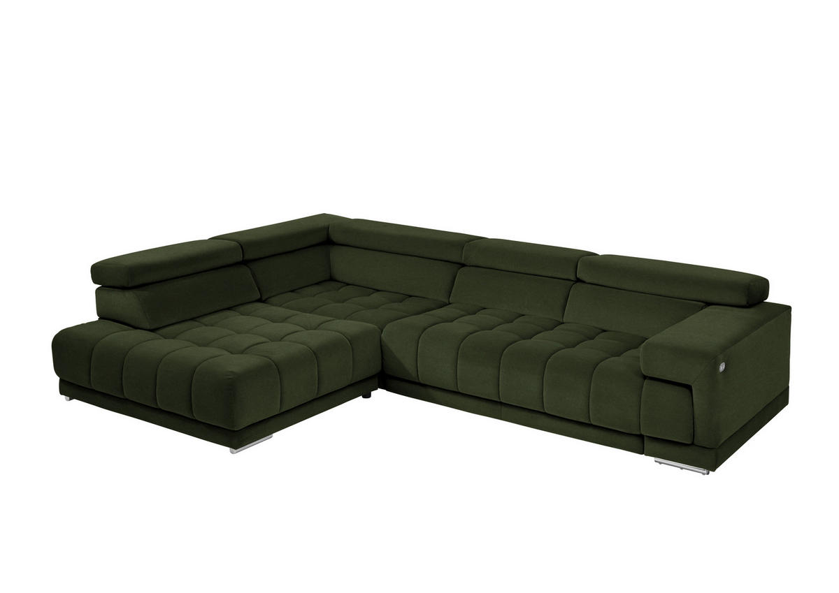 ECKSOFA in Mikrofaser Waldgrün  222/326 cm  - Waldgrün/Chromfarben, Design, Textil/Metall (222/326cm) - Beldomo Speed