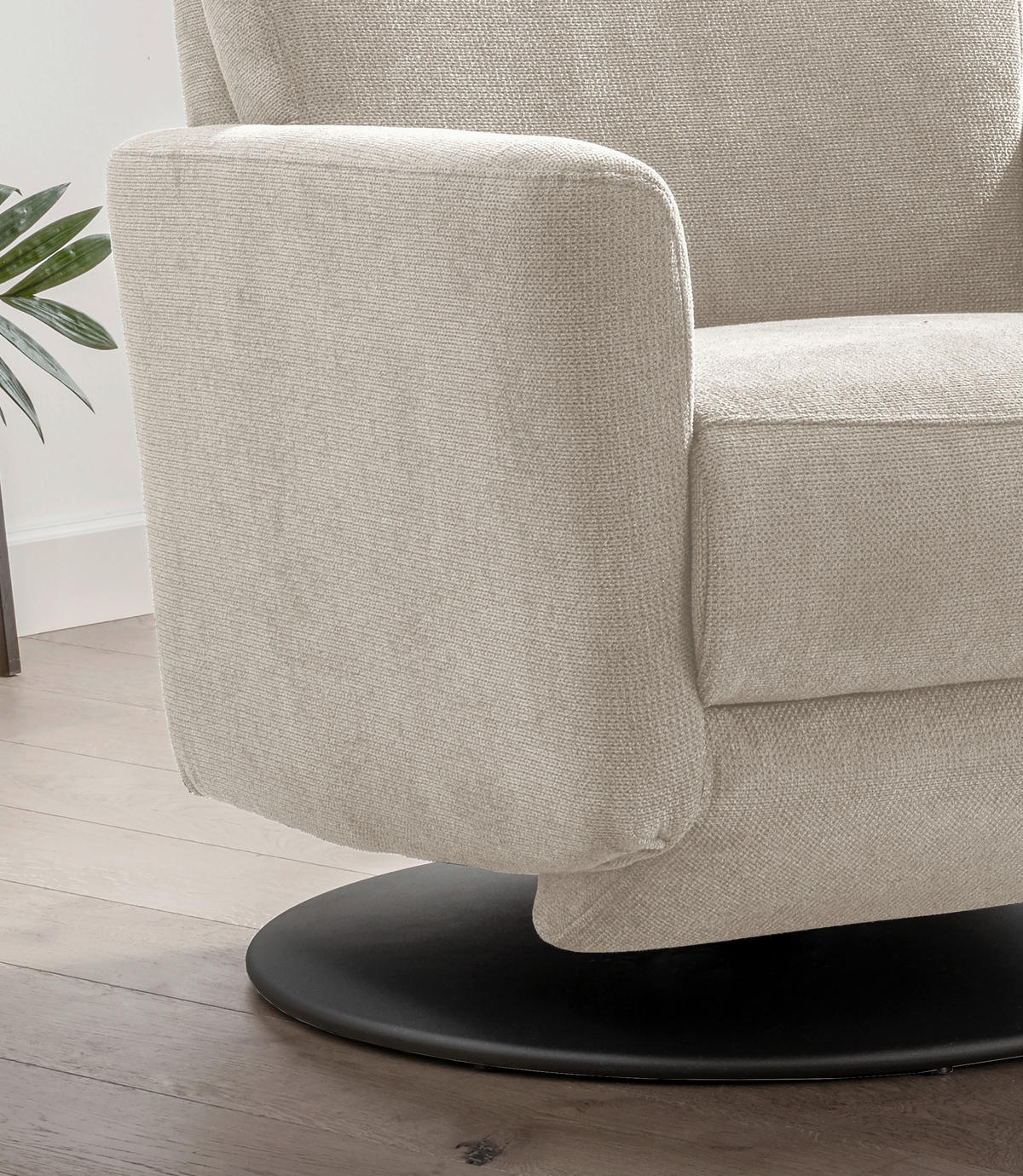 RELAXSESSEL Chenille Rücken echt    - Beige/Schwarz, MODERN, Textil/Metall (77/105/87-154cm) - Livetastic