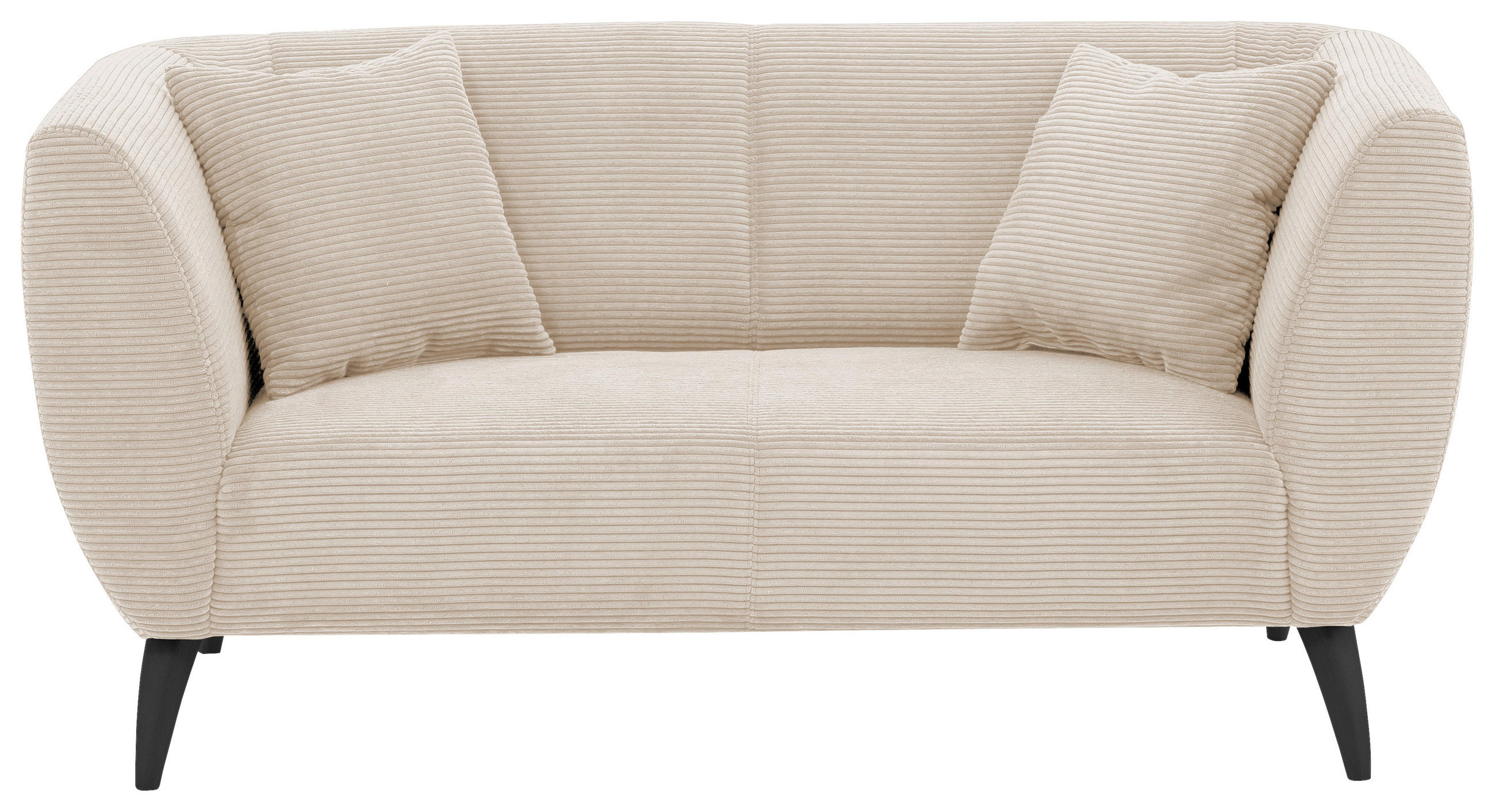 2-SITZER-SOFA Cord Beige  - Beige/Schwarz, MODERN, Holz/Textil (172/83/88cm) - MID.YOU