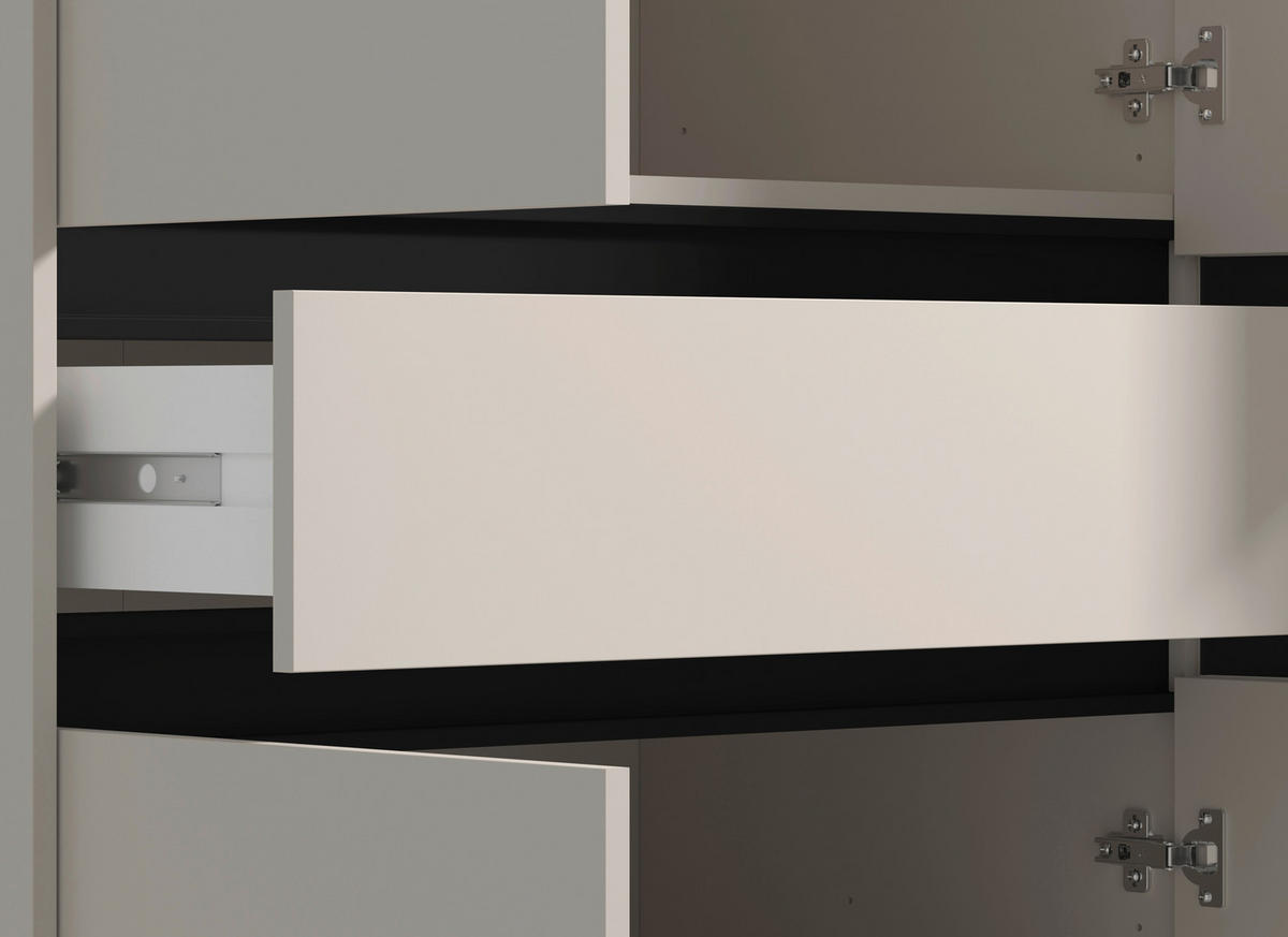 DREHTÜRENSCHRANK 6-türig Schwarz, Kaschmir  - Kaschmir/Schwarz, Basics, Glas/Holzwerkstoff (182,5/210.5/54cm) - Xora