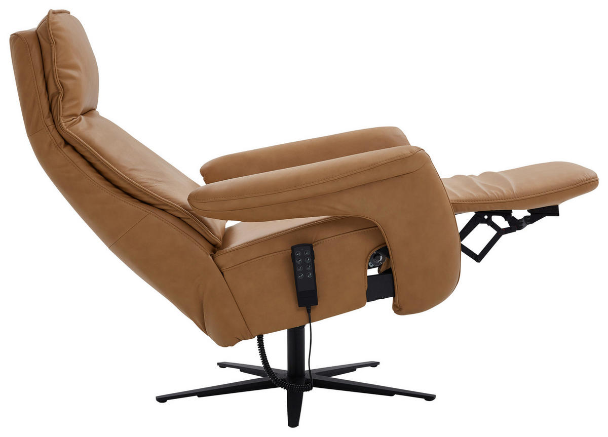 RELAXSESSEL in Leder Braun, Gelb  - Gelb/Schwarz, Design, Leder/Metall (83/123/87cm) - Valdera